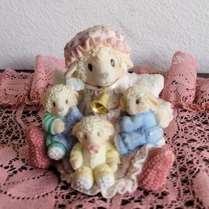 Adorable Pink and Cream Lamb Figurine